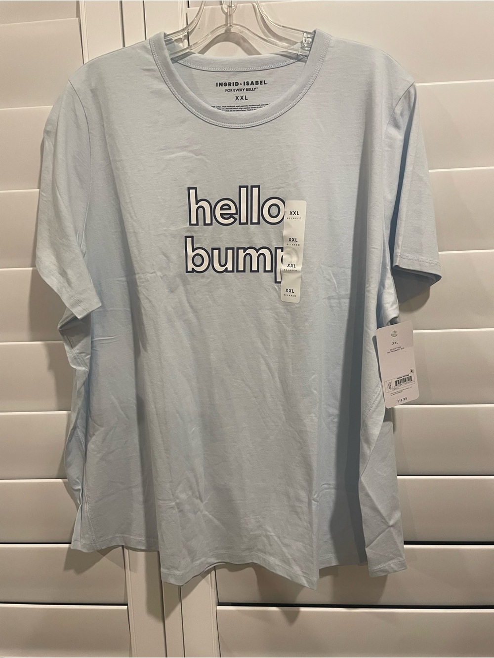 Ingrid & Isabel Light Blue 'hello bump' Maternity Tee XXL